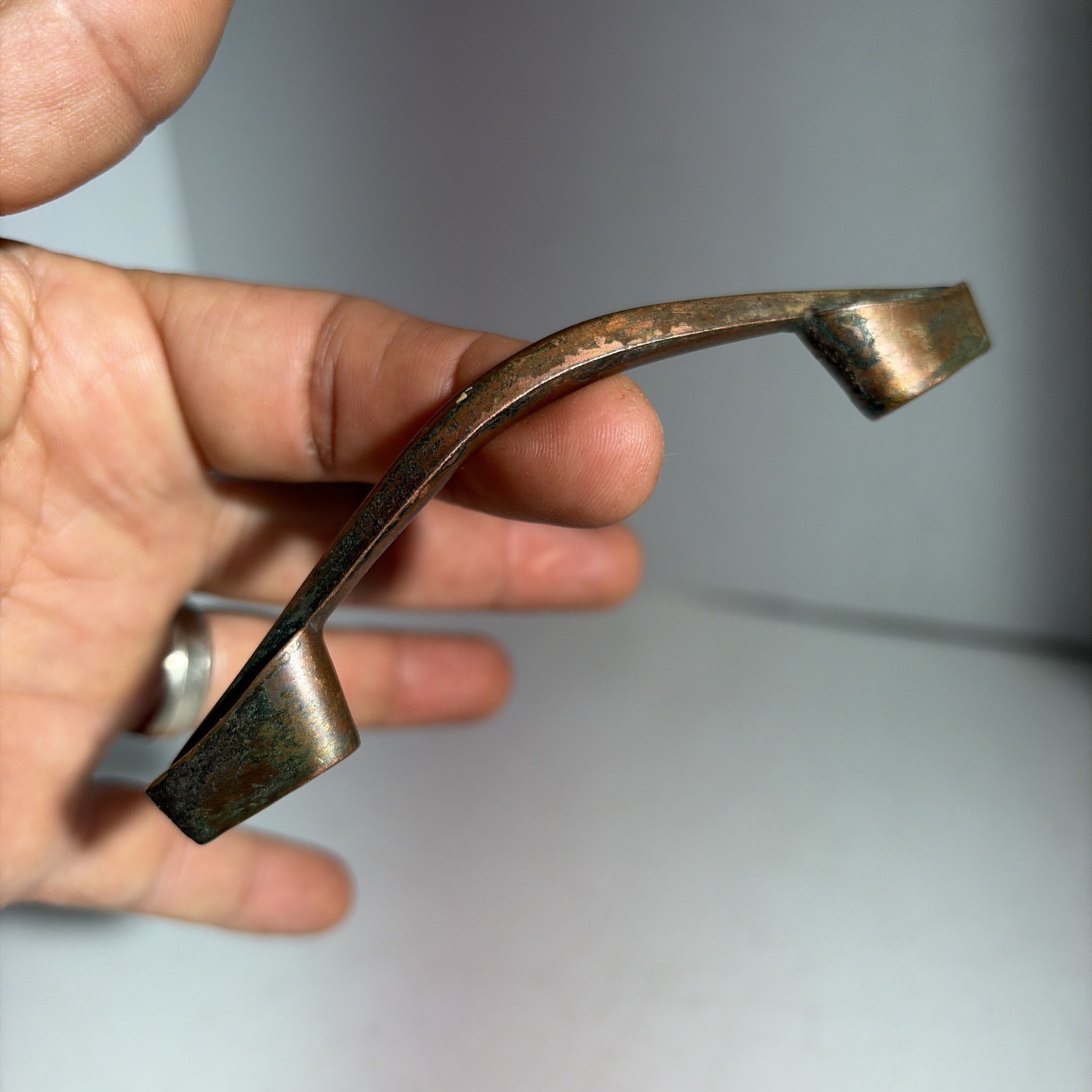 Vintage Single Mid Century Modern Copper Drawer Pull Handle