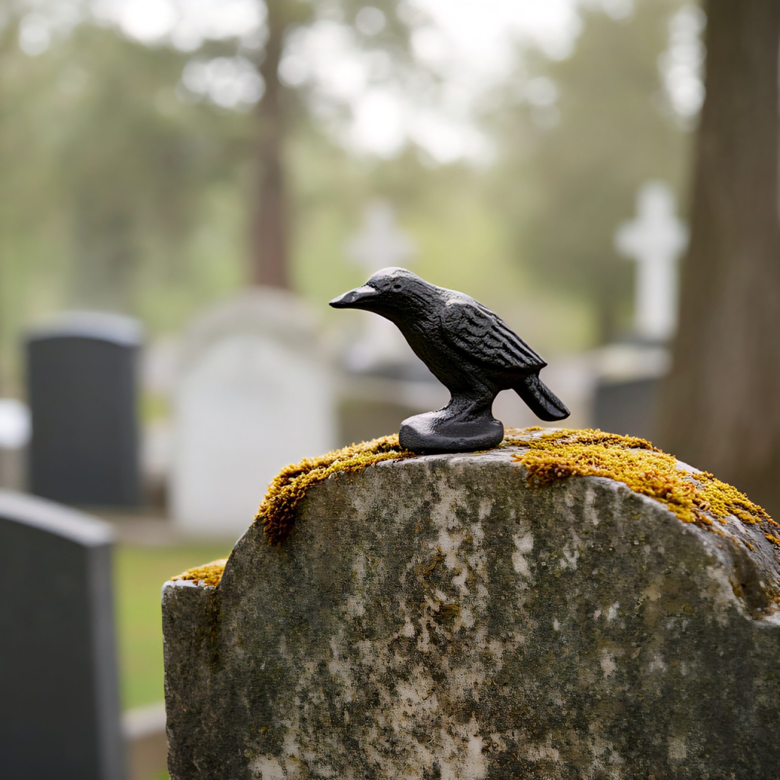 Cast Iron Black Raven Figurine, 2.25 Inch