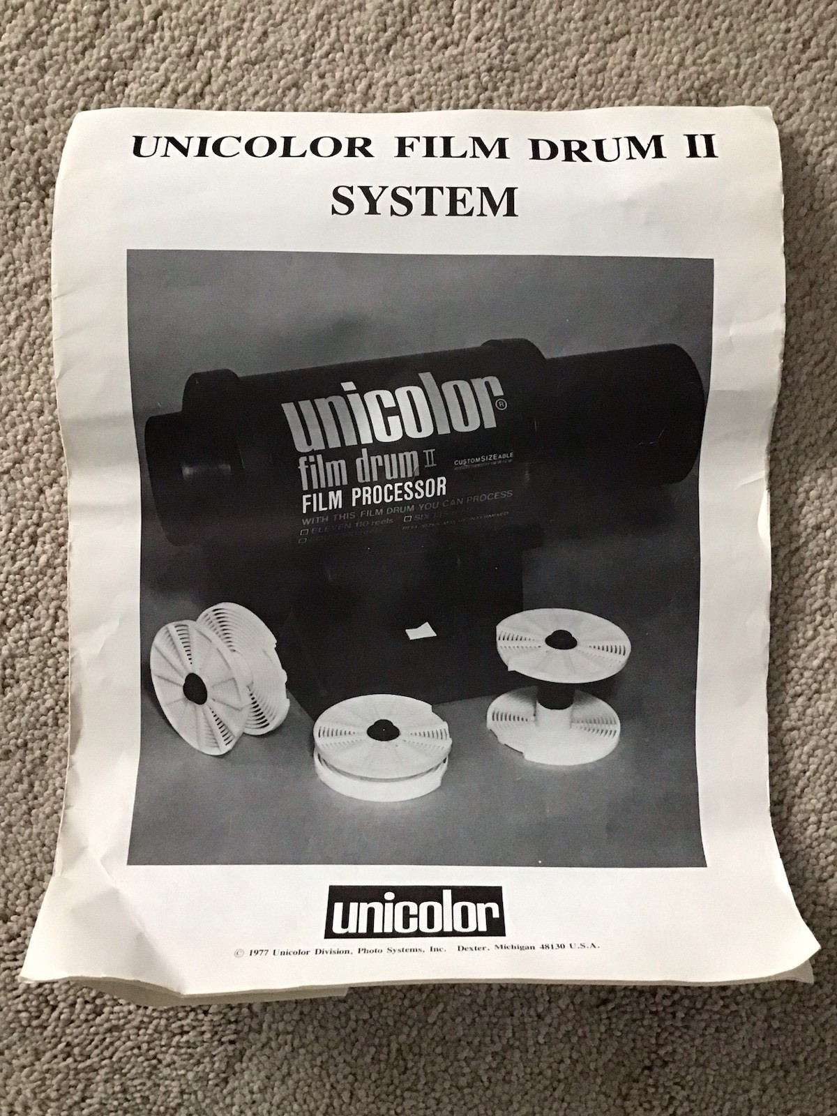 UNICOLOR Film Drum II Film Processor with Instruction/Info Sheet in Original Box