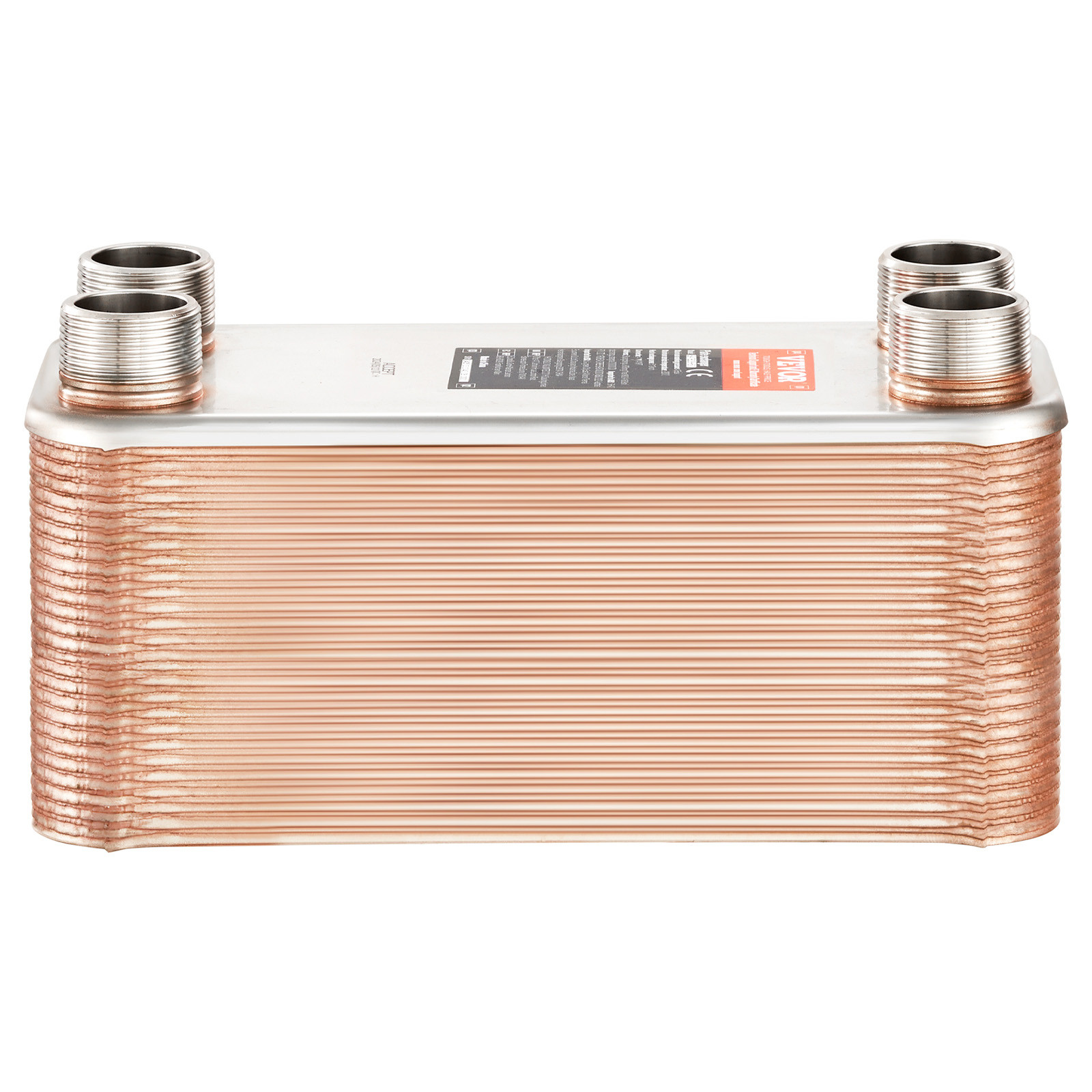 VEVOR 50 Plate Heat Exchanger 4*1-1/4" MNPT Ports 5"x 12" Brazed 316L St. Steel