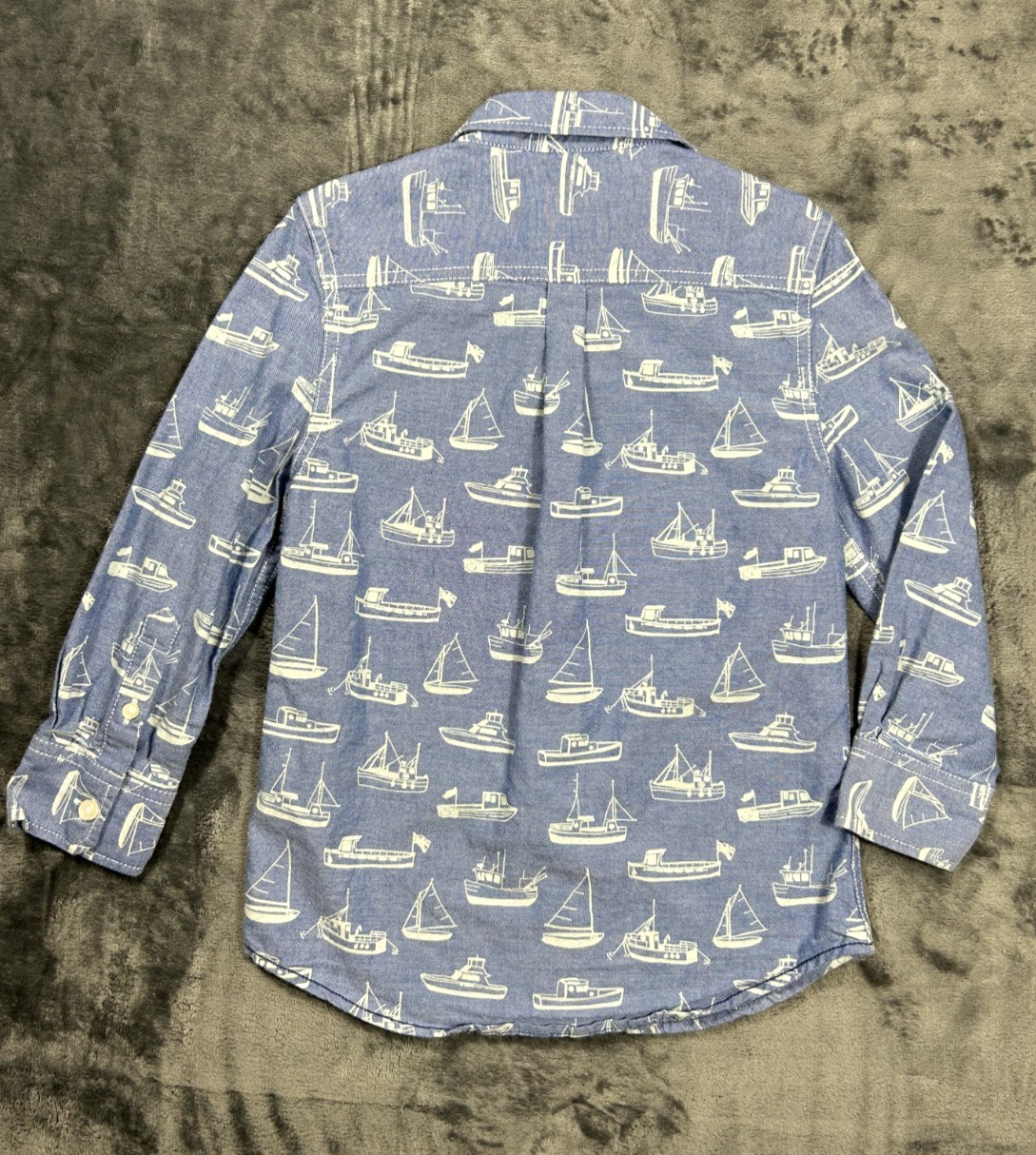Mini Boden Button Up Shirt 5-6 Y EUC LOT of 2 Blue Plaid and Sailboats