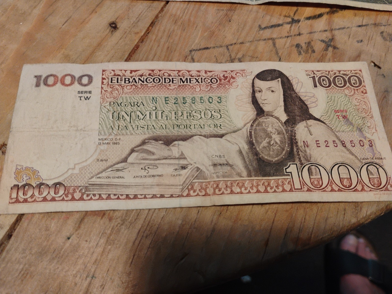 Three Mexican bank notes