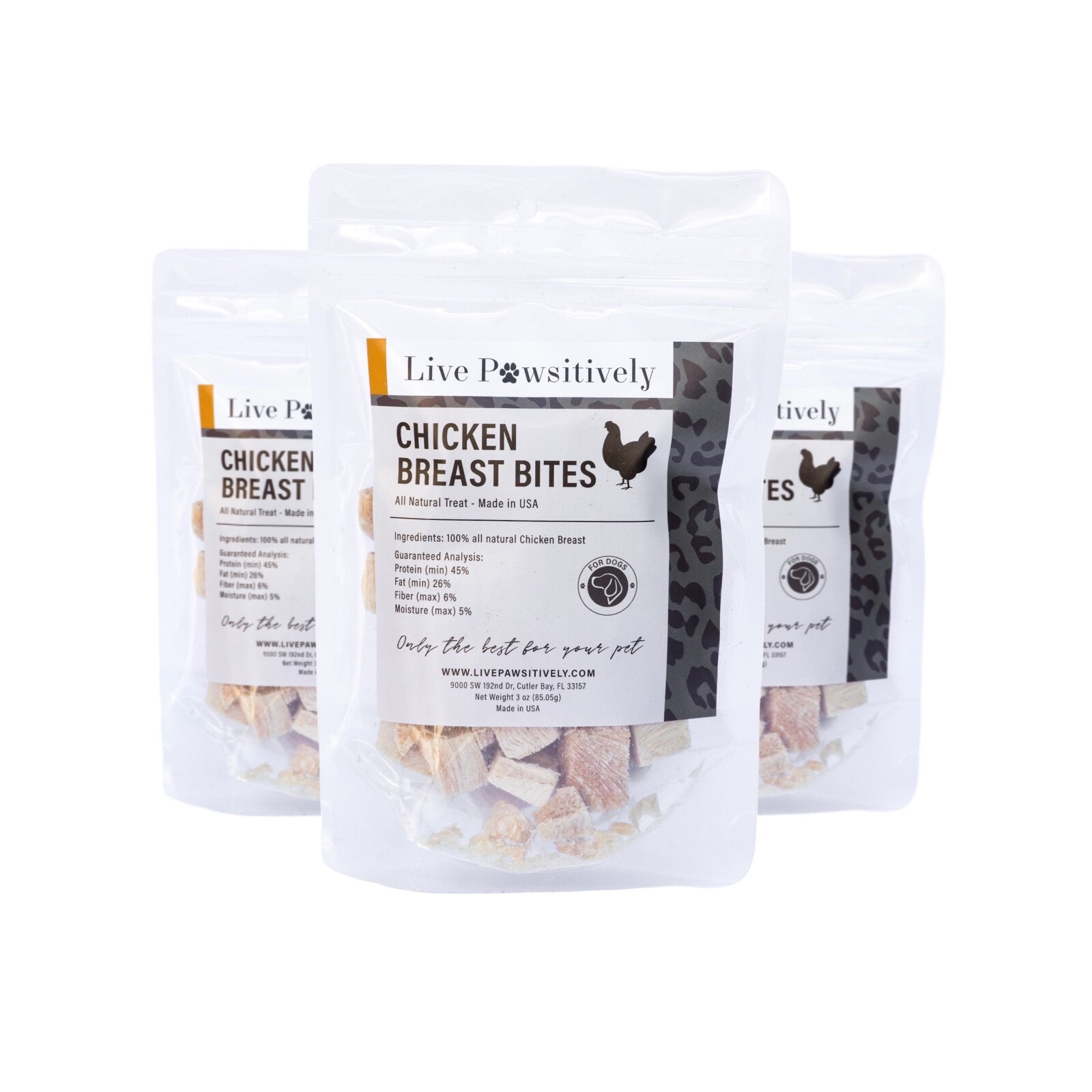 Freeze Dried Chicken Breast  Dog/ cat  Treat 3 bags, each bag 4oz, Made in USA