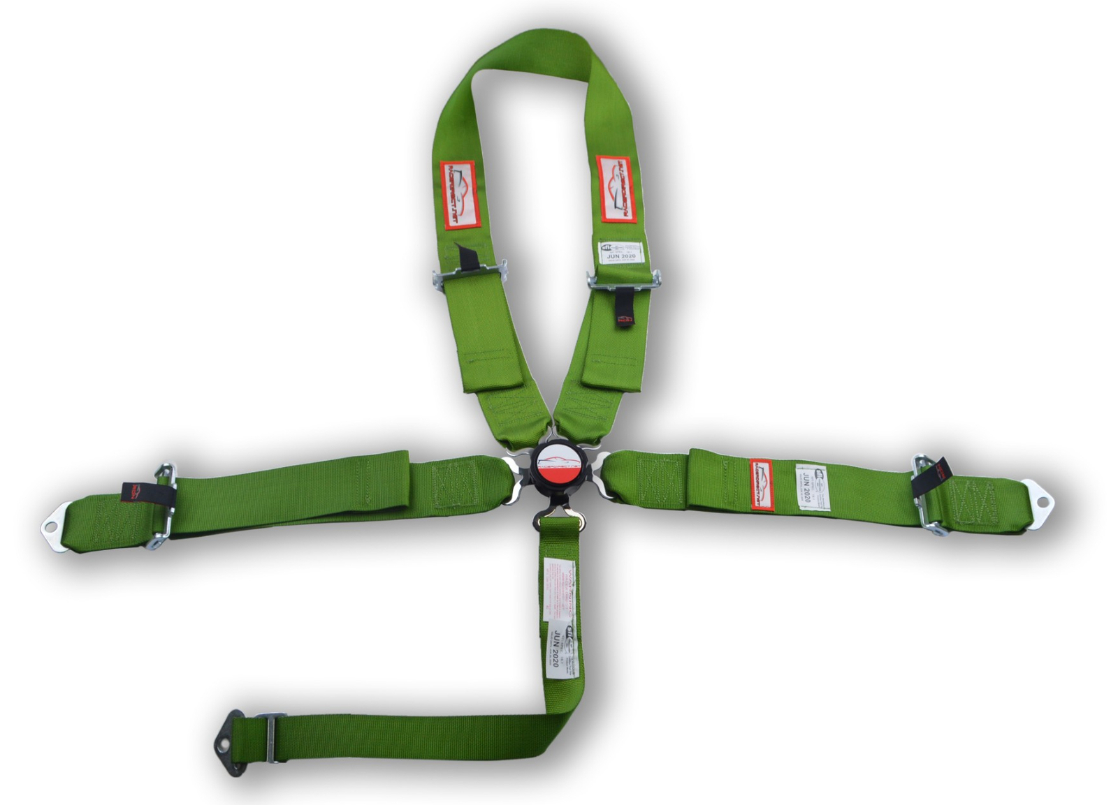 RACING HARNESS SFI 16.1 U STYLE 5 POINT PULL UP LAPS 3" CAM LOCK BELT LIME GREEN