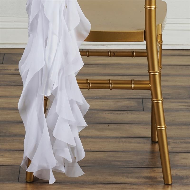 10 pcs Chiffon Curly Chair Sashes Wedding Party Reception Dinner Decorations