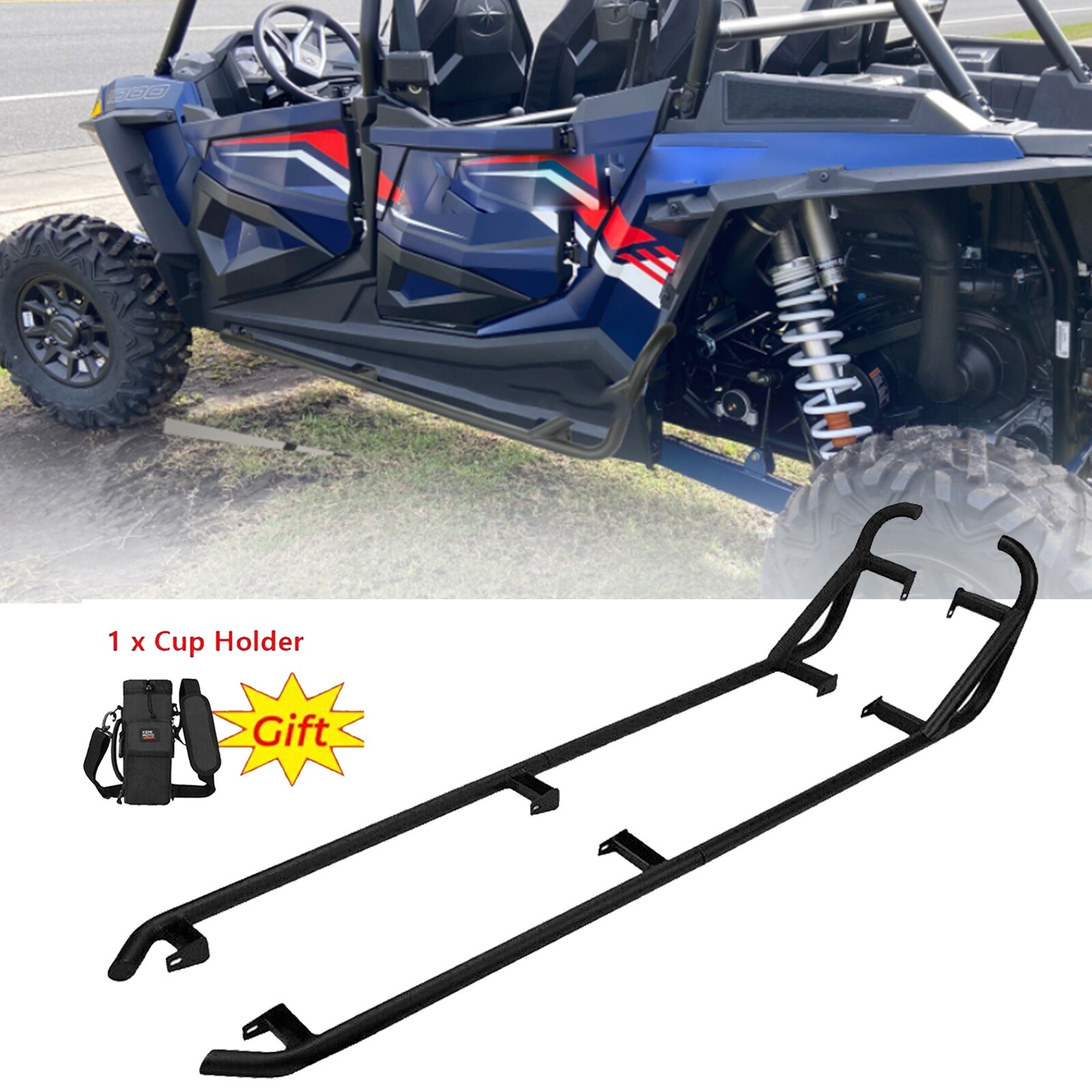 For Polaris RZR XP 4 1000 4 900 Turbo 4 Seat 2015-2023 Nerf Bars Rock Sliders