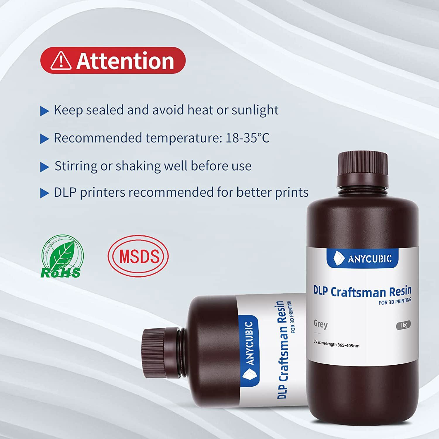 【Buy 3 Pay 2】ANYCUBIC Standard UV Resin Tough DLP ABS-Like Plant-Based Resin Lot