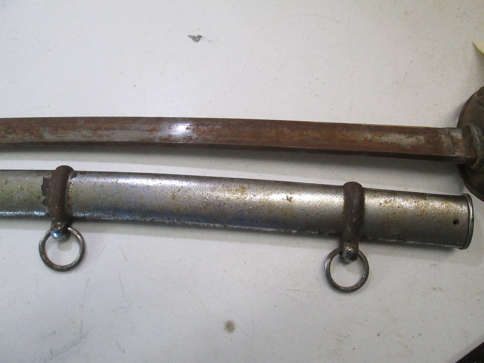 US CIVIL WAR CAVALRY SWORD CONFEDERATE? & SCABBARD GERMAN IMPORT MARKED R &C 124