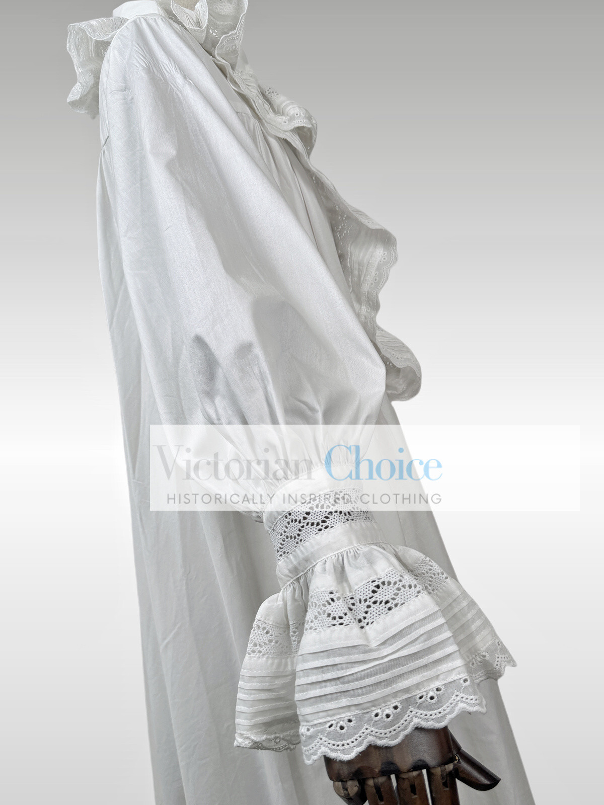 Victorian Edwardian Vintage White Cotton Nightgown Nightdress Ankle Length SD003