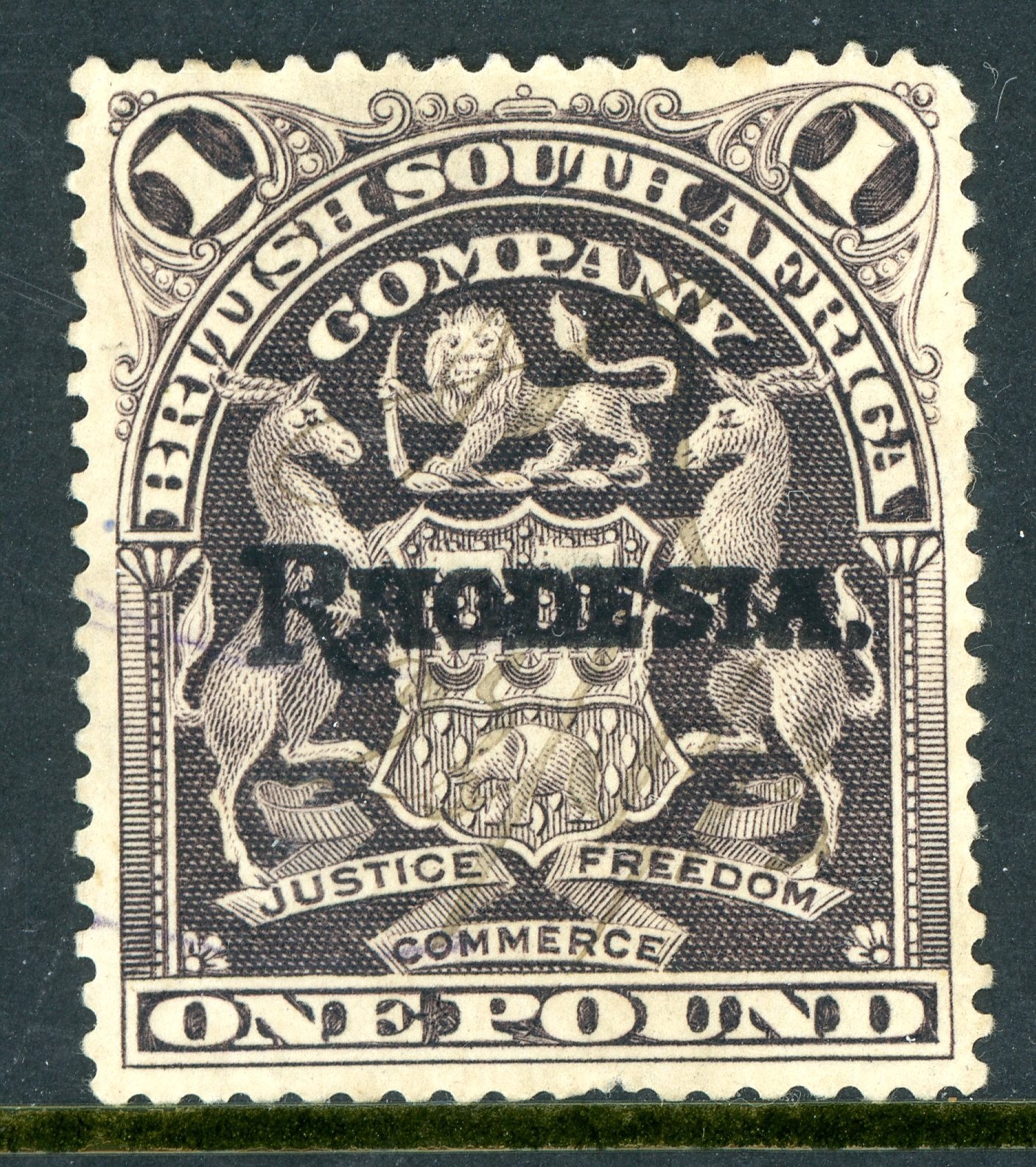 Rhodesia 1909 British KEVII £1 Grey Purple SG #113 Mint S708