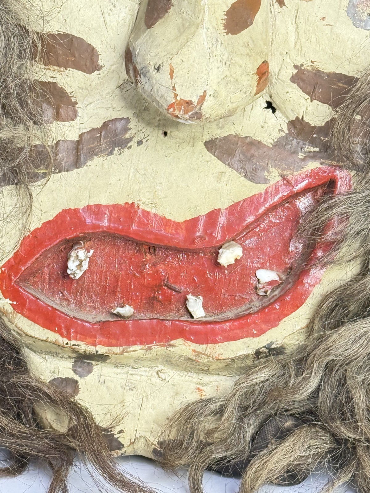 Antique RARE Native American Mask Cherokee Indian Booger FULL Headdress 13"