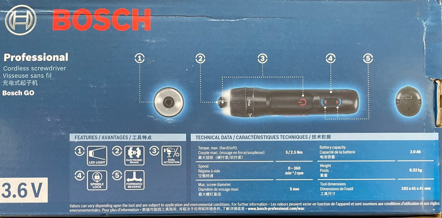 Bosch Professional Cordless Screw Driver Bosch GO 3 (incl. 8pcs bit Set, bit