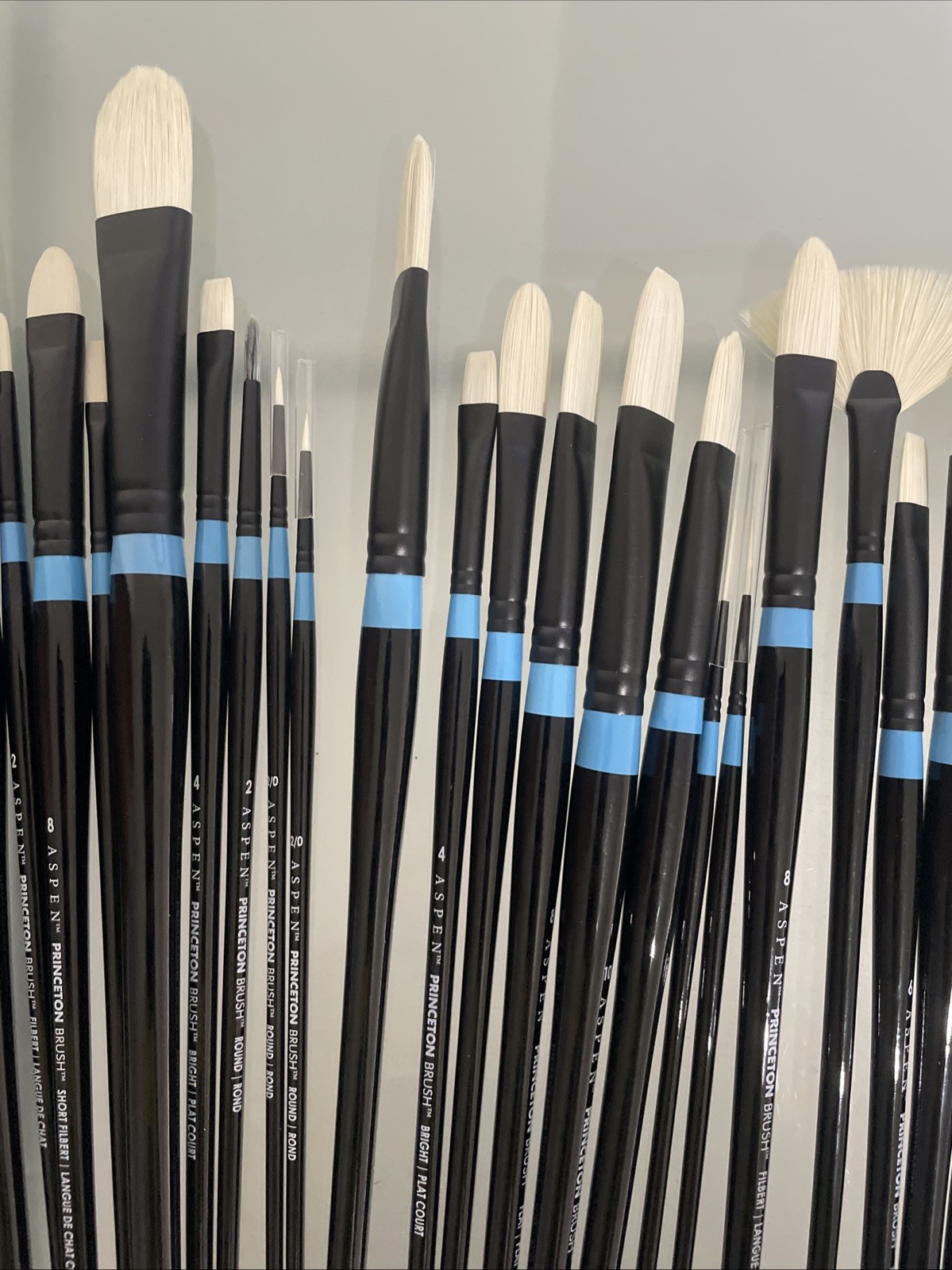 LOT OF 49 - Princeton Aspen Long Handle Oil Acrylic Synthetic Paint Brushes