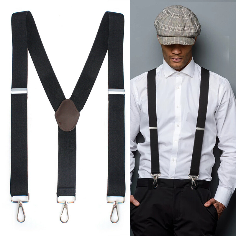 Men's Suspender Y Back Adjustable Heavy Duty Elastic Y-Shaped Hooks Pants Braces
