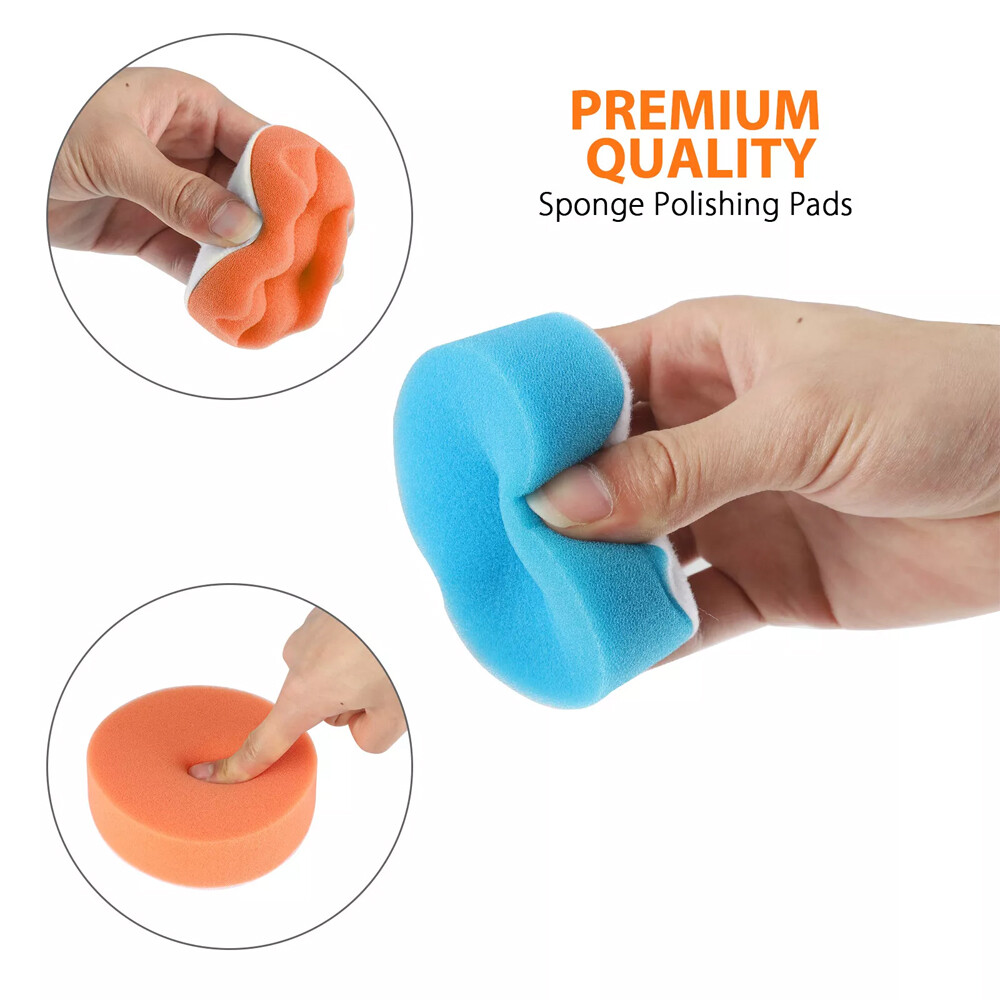 4Inch Car Buffing Pads Polishing Kit 14Pcs for Drill Sponge Waxing Foam Polisher
