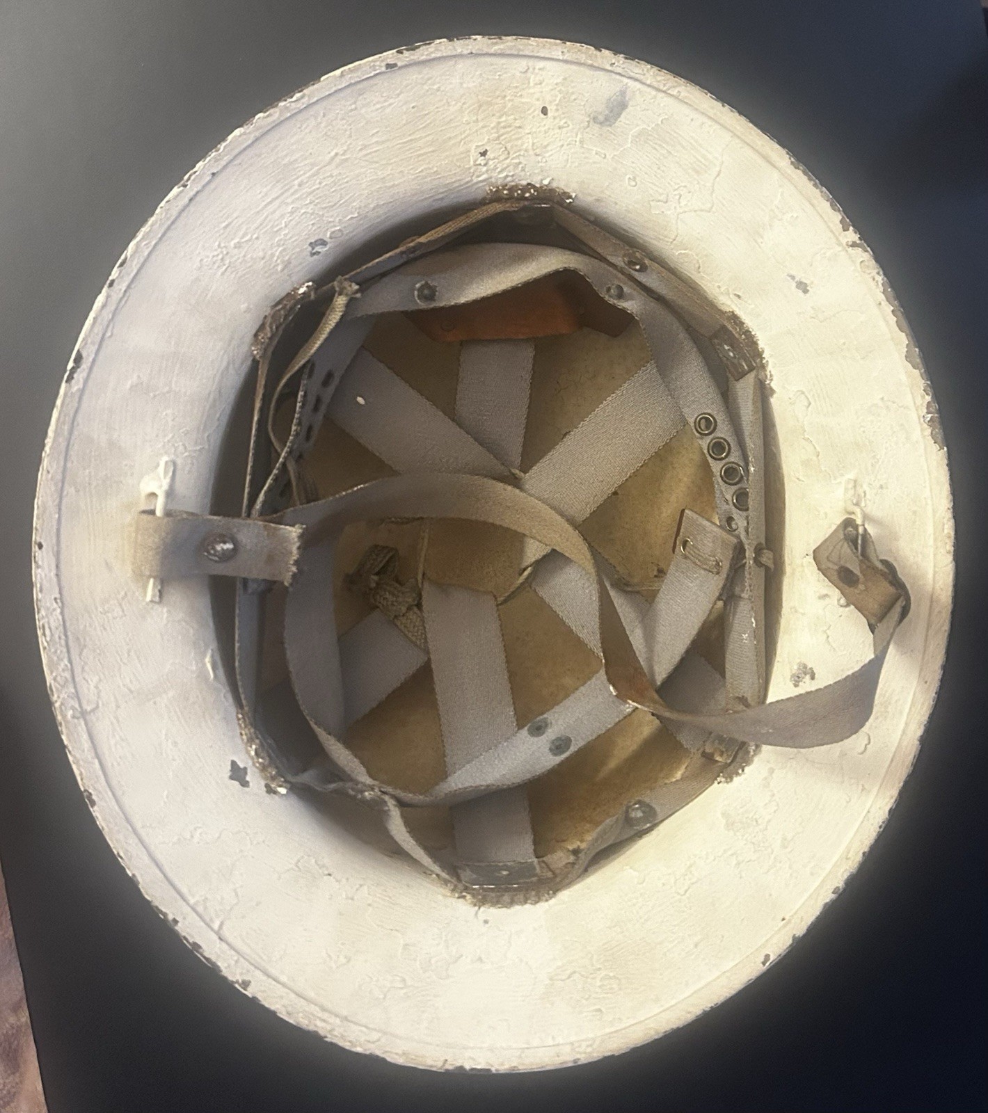 Vintage WWII Metal Helmet O.C.D. Office Civil Defense White Steel Helmet