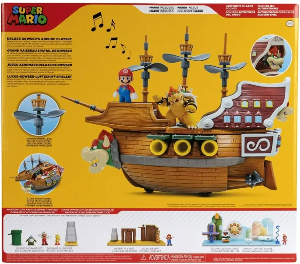 Nintendo Super Mario Deluxe Bowsers Airship 2.5 inch Action Figure Playset
