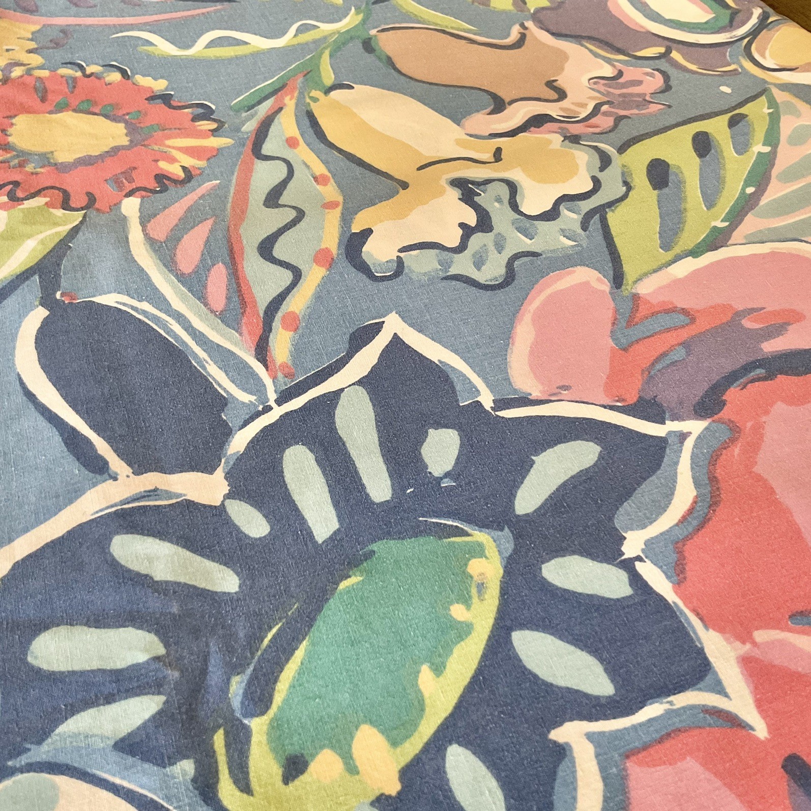 VINTAGE COLLIER CAMPBELL TAMBOURINE ABSTRACT FLORAL 1 queen FLAT SHEET Steven’s