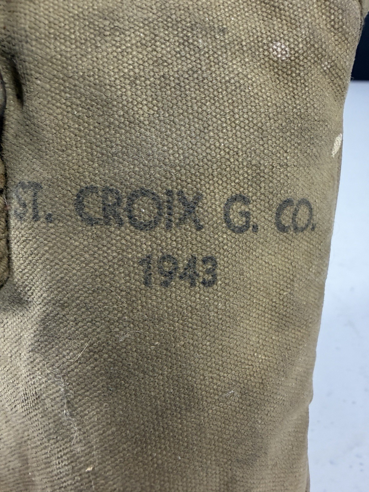 WWII US Army 1943 St. Croix G. Co. Canteen Cover w/ Aluminum Canteen Original