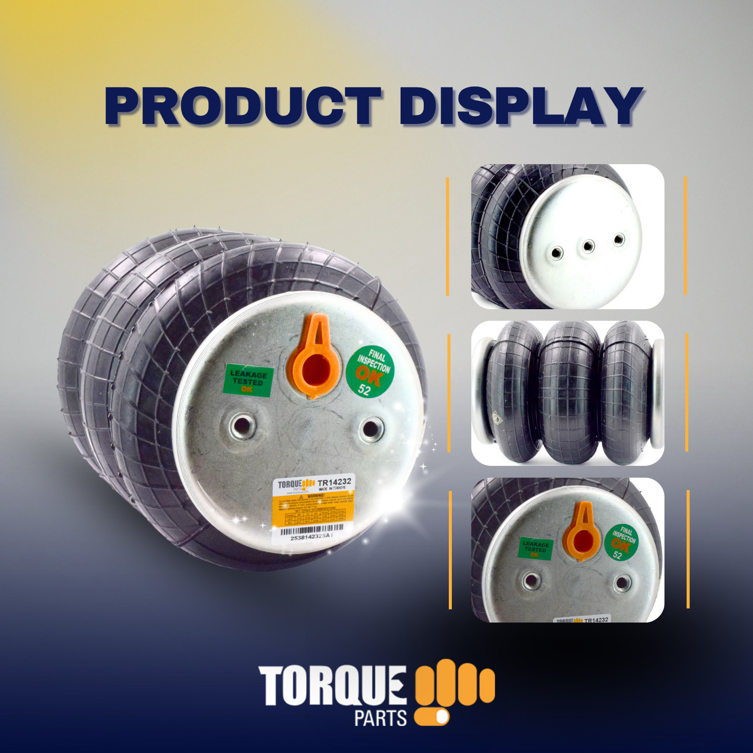 Universal Air Spring Bag Replacement 1/2" NPT Single Port Triple Bellow 2600 lbs