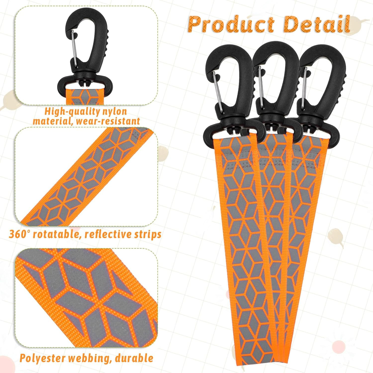 6 PCS Reflective Straps, Green Reflective Backpack Tags Bicycle Reflectives Pend