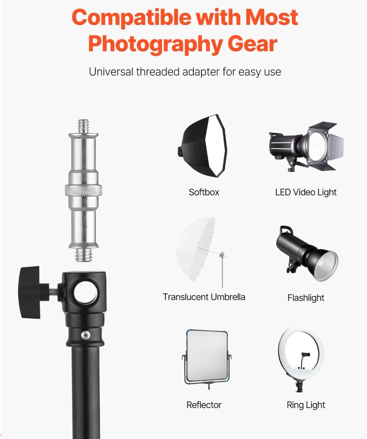 Aluminum Photography Light Stand with Boom Arm Adjustable With carry Bag Gift
