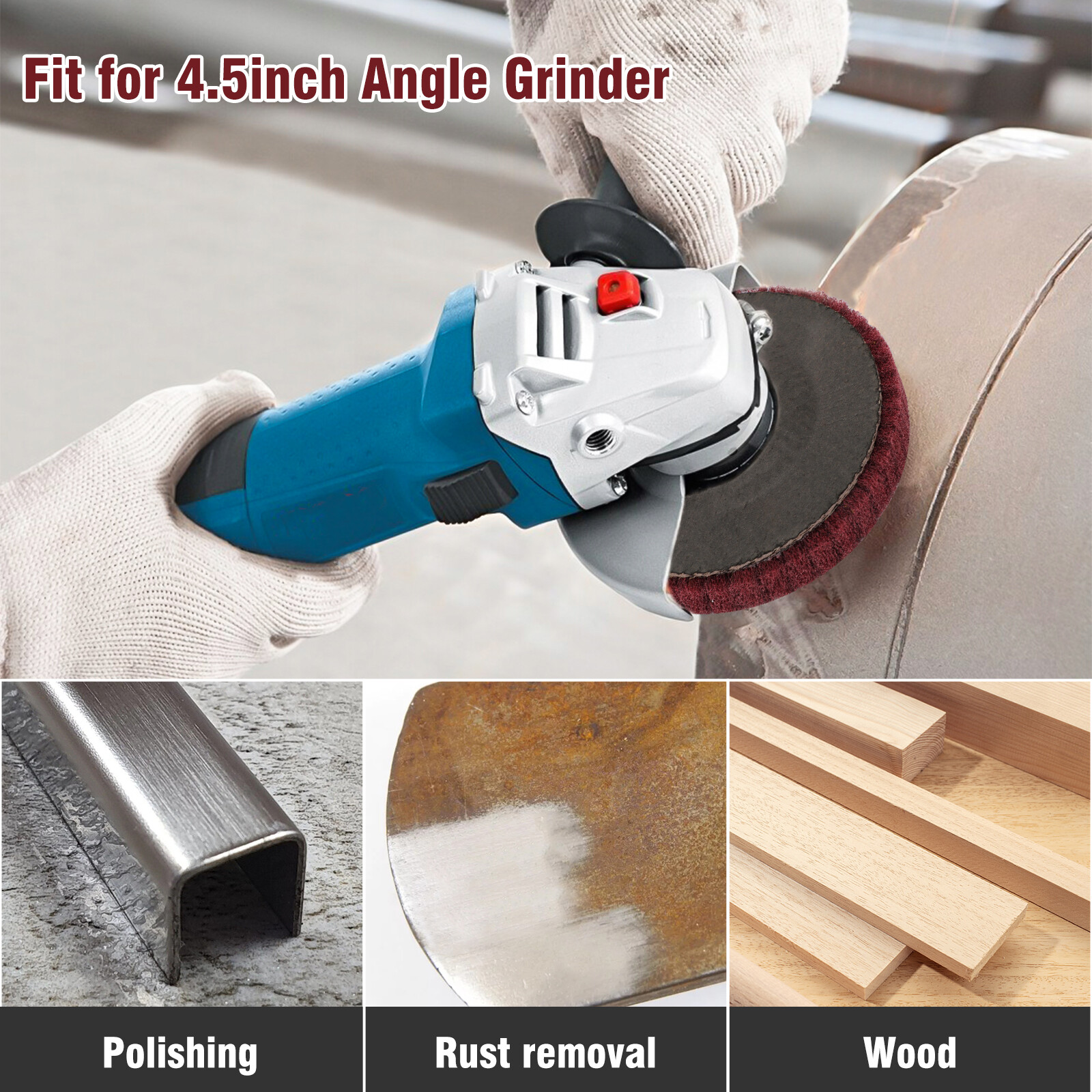 5Pcs 4.5" x 7/8" Nylon Fiber Buffing Wheel Flap Polishing Disc for Angle Grinder