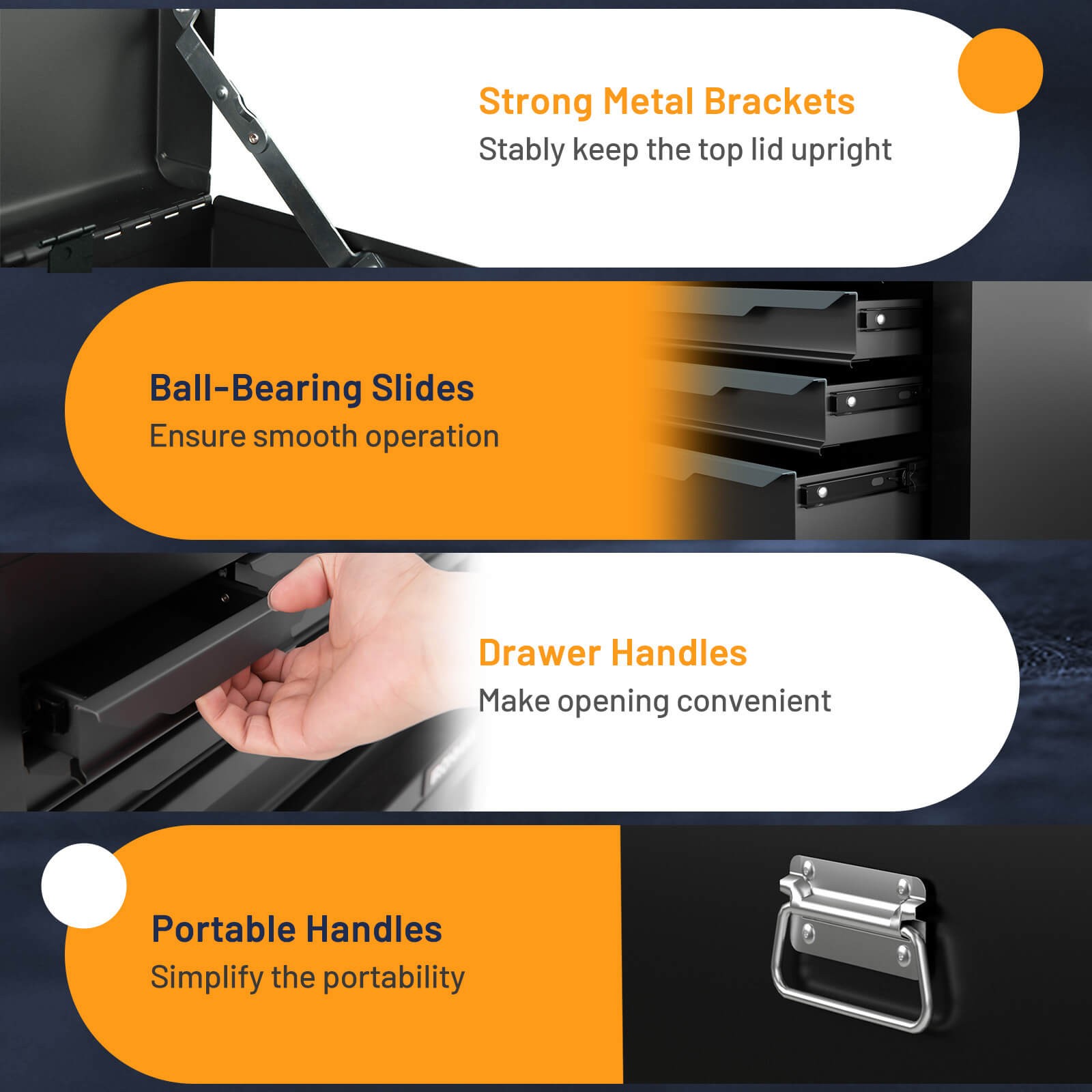 24" Tool Chest Case Steel Tool Box w/ 6 Drawers Top Storage Automatic Lock