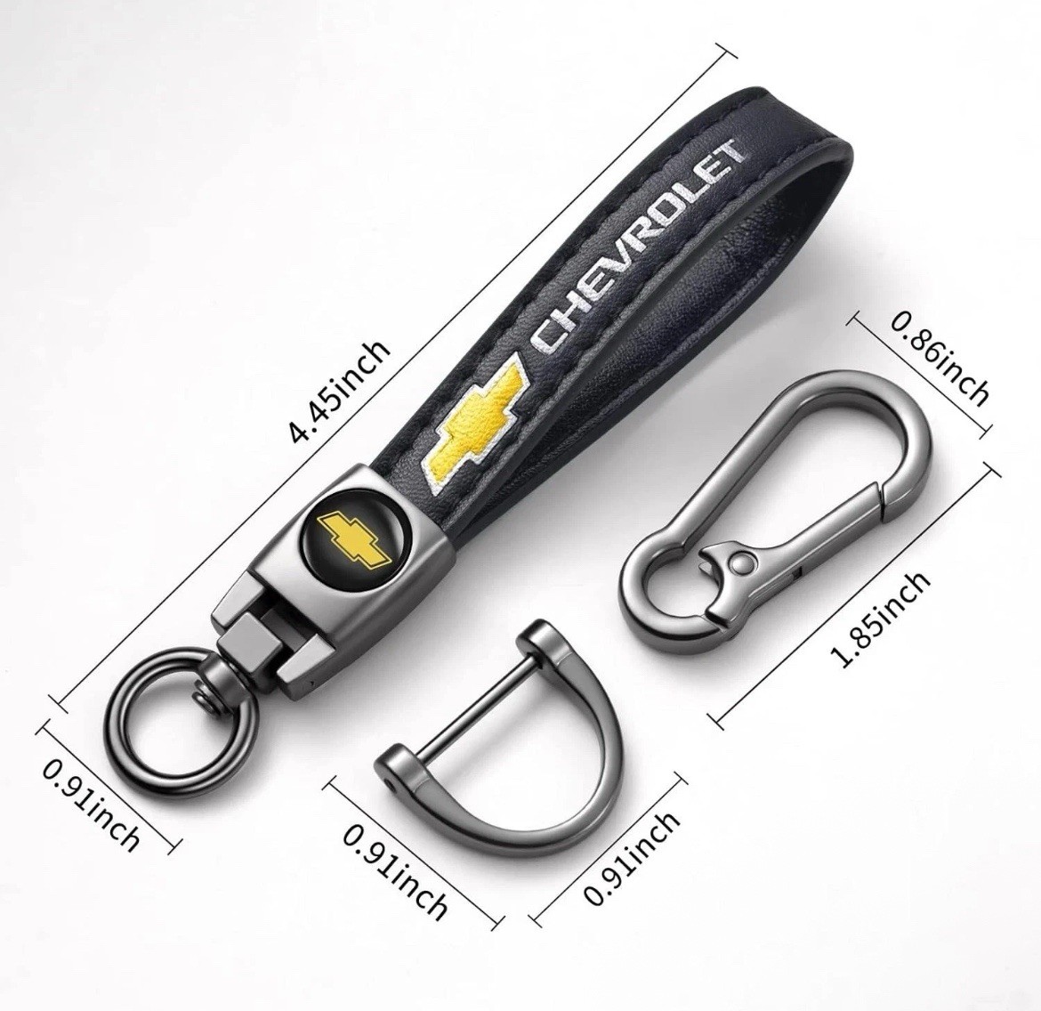 Chevrolet Genuine Leather Black Chrome Car Keychain for Chevrolet Equinox Impala