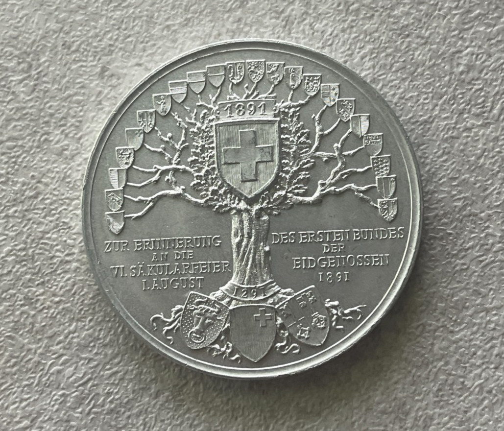 1891 Switzerland Federal Parties Aluminum Medal L2