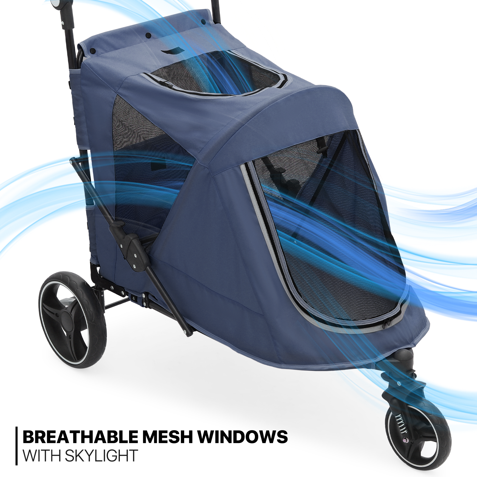 Foldable Dog Stroller Breathable Pet Travel Carrier Cart w/Foot Activated Lock