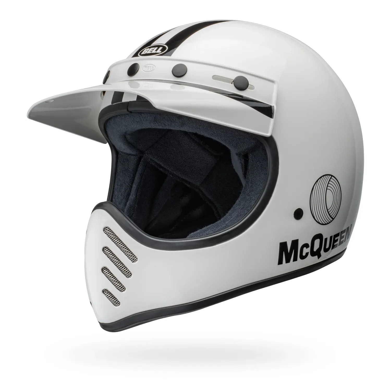 Bell Moto-3 Full Face Motorcycle Helmet Steeve McQueen White Large