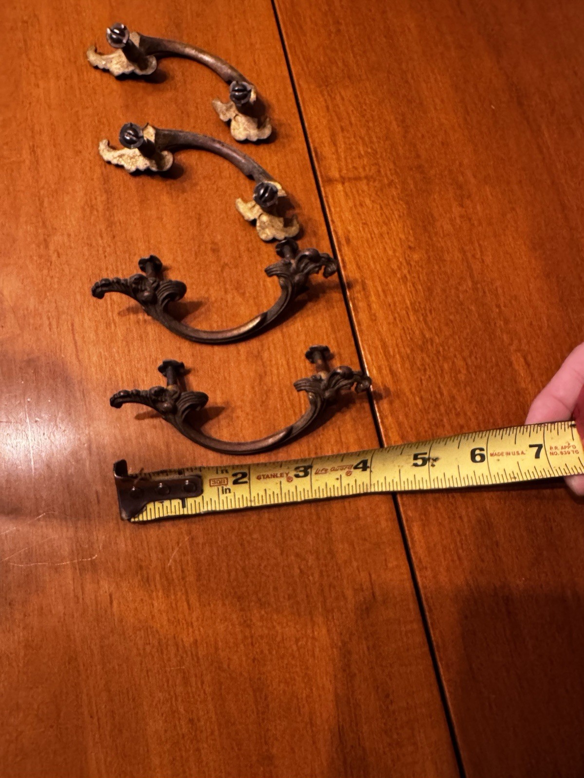 Antique Brass French Provincial Drawer Pull Handles 4” Lot of 4