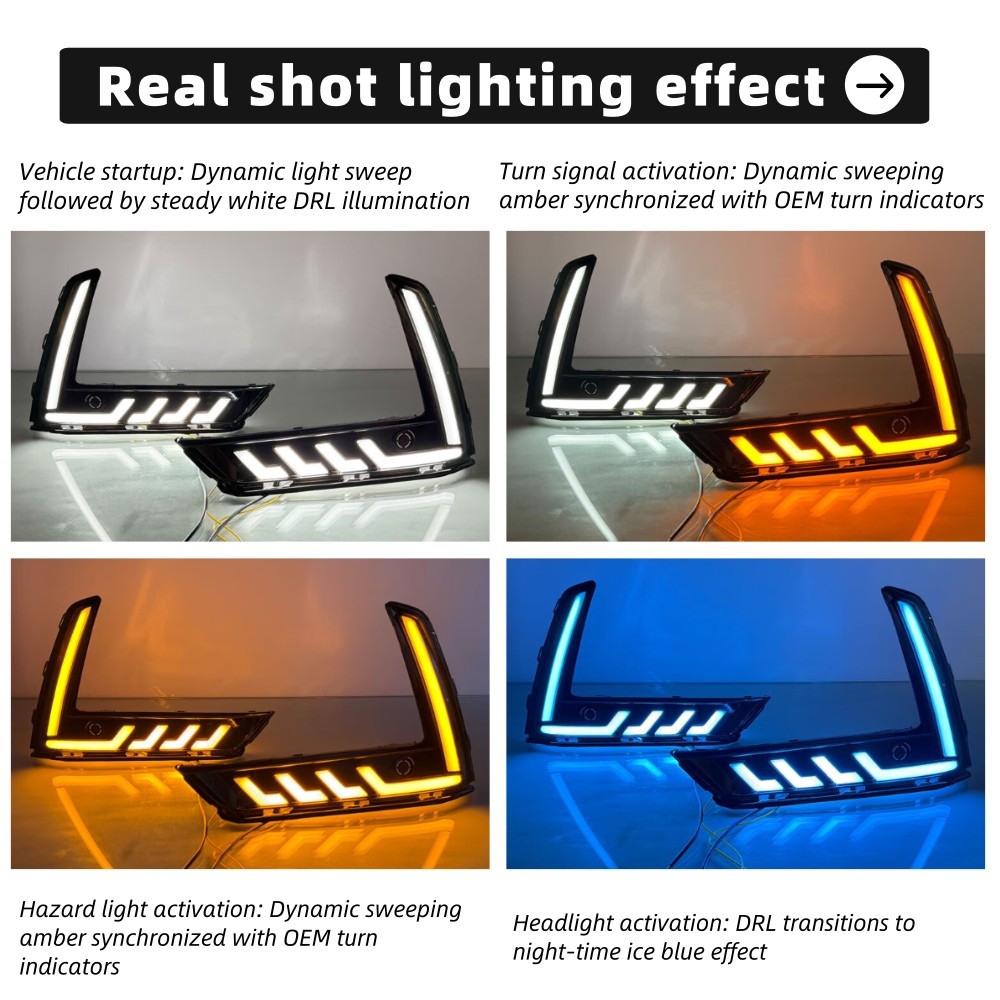 Pair For Honda CR-V CRV 2023-2025 LED DRL Fog Light Turn Signal With Sensor Hole