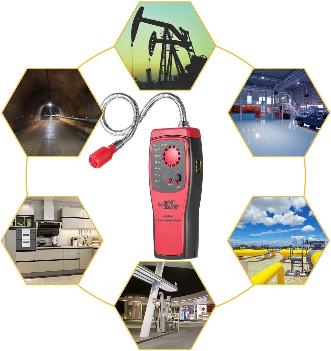 Handheld Combustible Natural Gas Propane Leak Detector Alarm Leakage Nose Tester