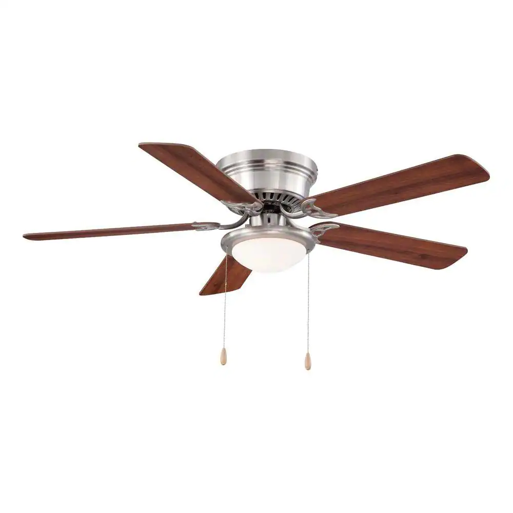 NEW Hugger 52 In. LED Indoor Brushed Nickel Ceiling Fan With Light Kit