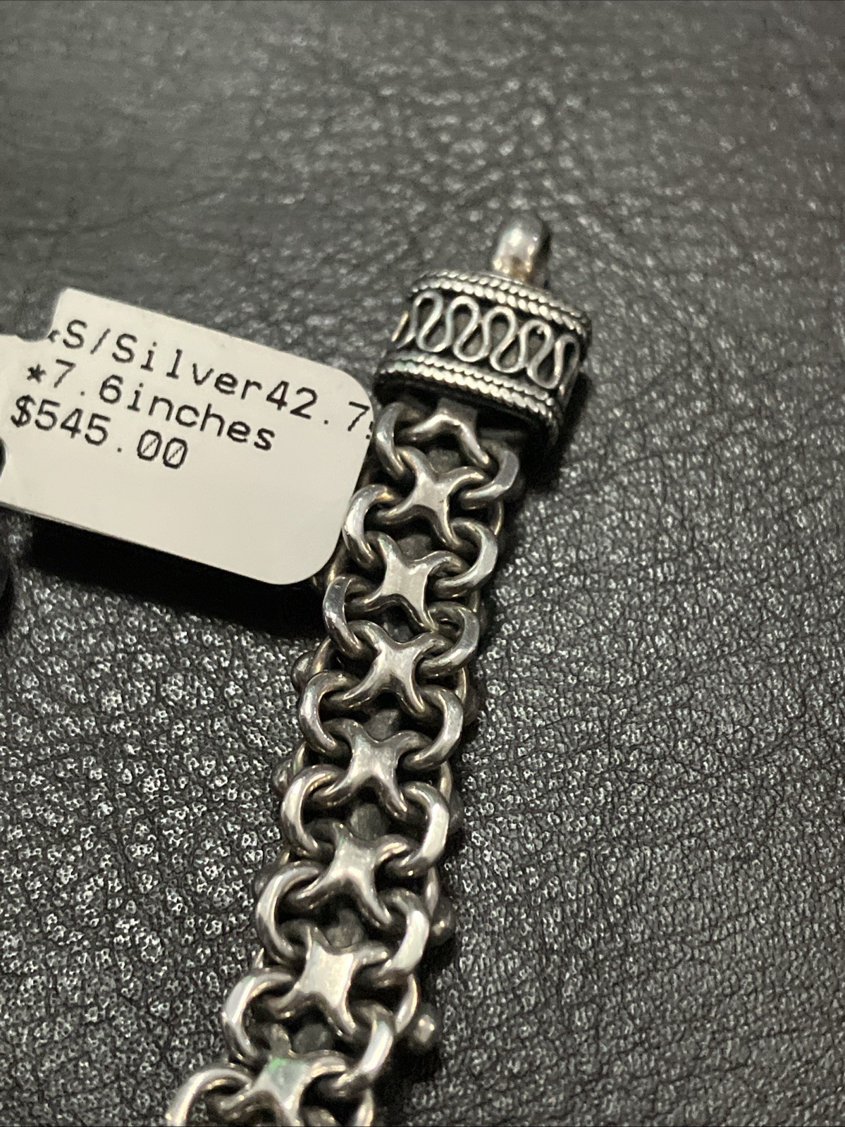 925 Sterling Silver Vintage Antique Finish Bracelet 42.7 Grams 7.6 Inches