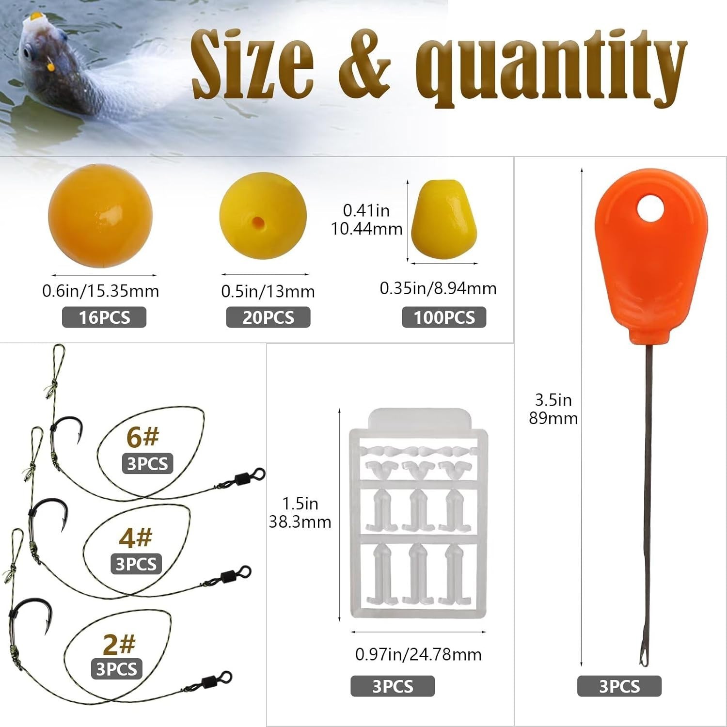 151 PCS Carp Hair Rig Kit #6, #4, #2 Hooks – Corn-Flavored Pre-Rigged Hair Rigs