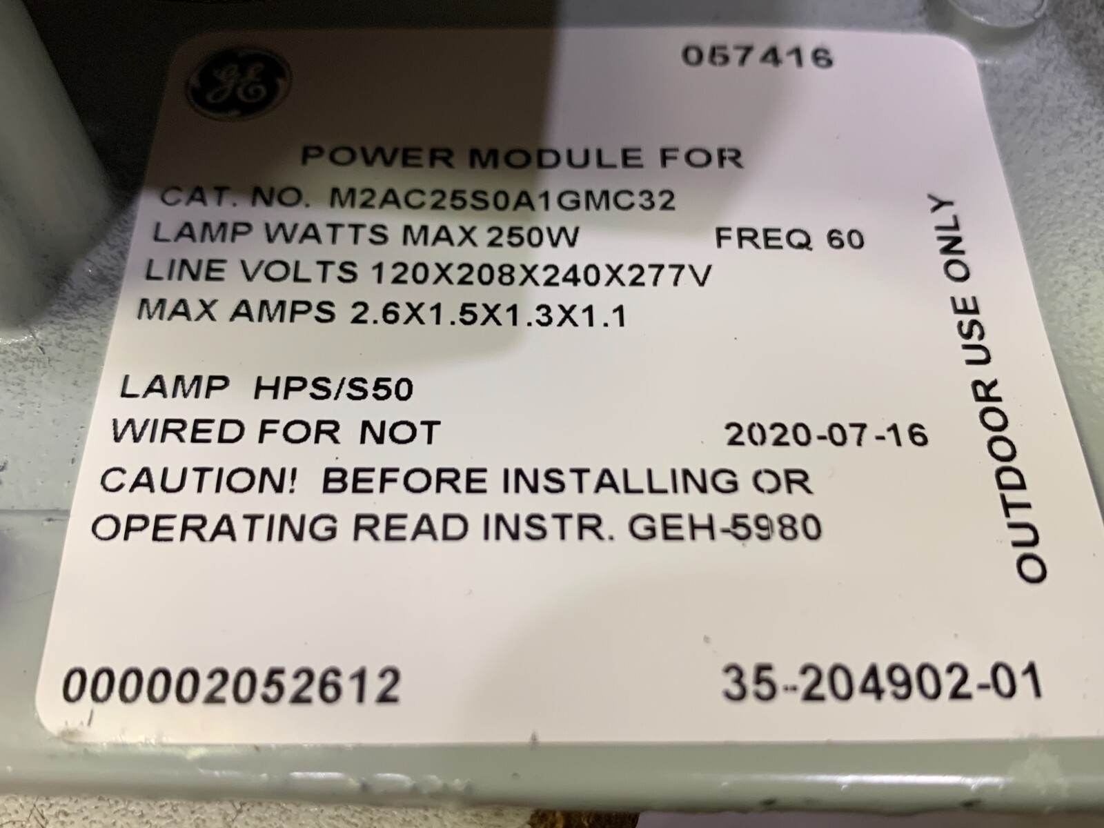 GE M-250A2 STREET LIGHT HPS 250W 120V 208V 240V 277V NEW OLD STOCK LAMP PE POLE