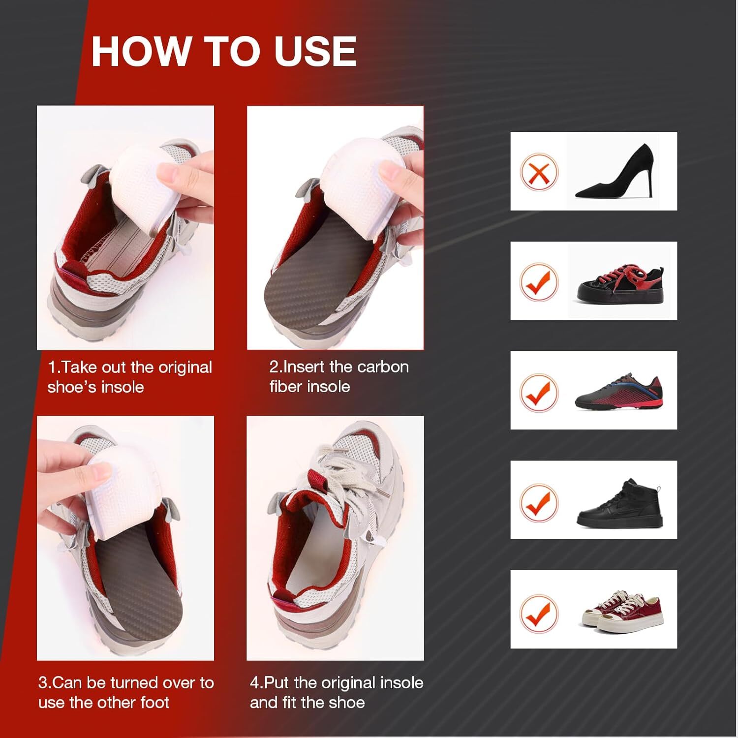 ARRIS Carbon Fiber Insole, Carbon Fiber Foot Plate for Turf Toe, Foot Fractures