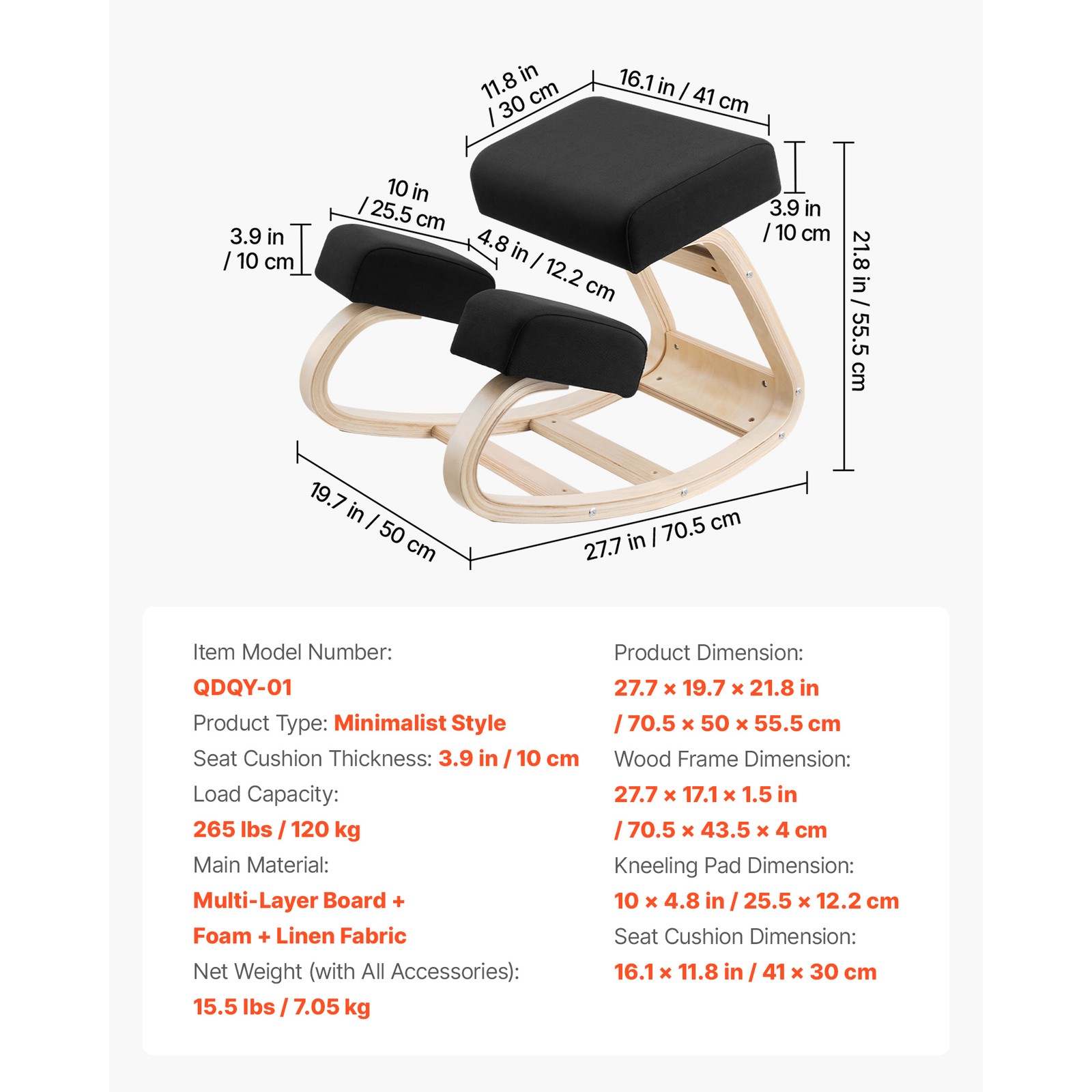 Uimoso Ergonomic Kneeling Chair with Adjustable Height and Comfortable Cushion