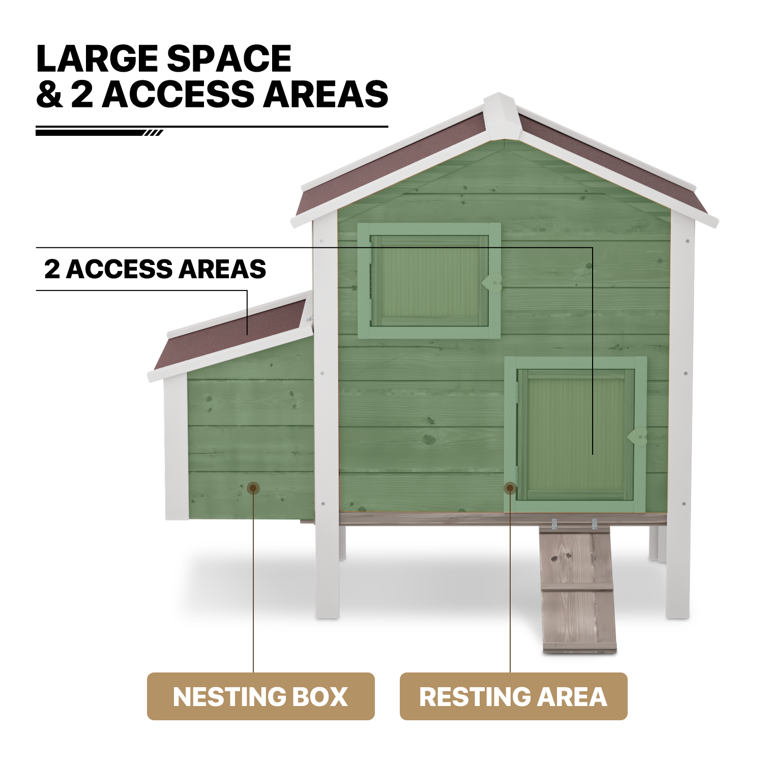 46"Wooden Chicken Coop Cage Hen Rabbit Hutch 2-Tier Poultry Habitat Animal House