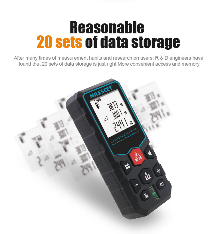 Mileseey 328 Ft Laser Distance Measure with Bubble Level M/in/Ft 2 AAA Batteries