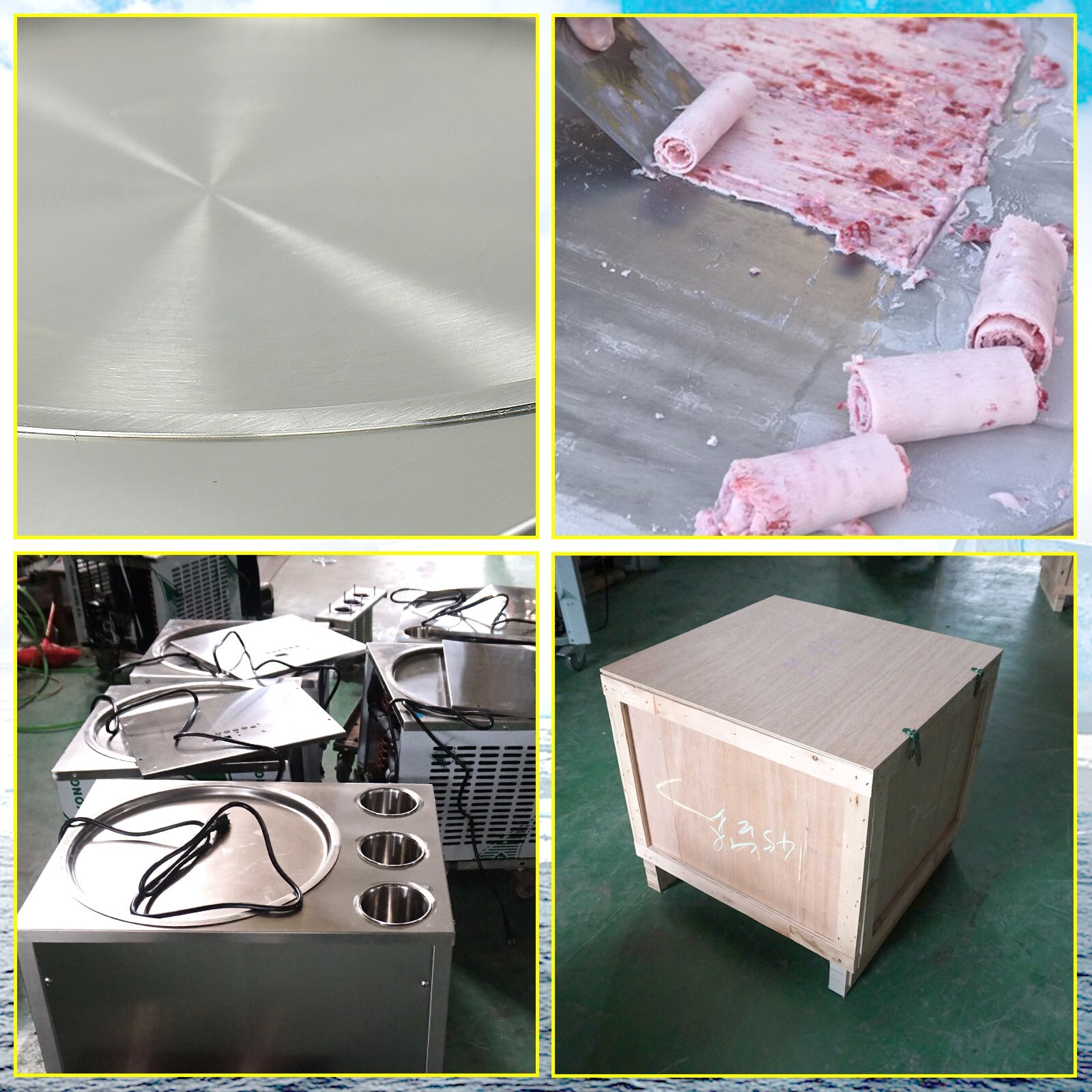 Kolice commercial 45cm (18" ) fry ice cream machine single round ice pan-3 tank