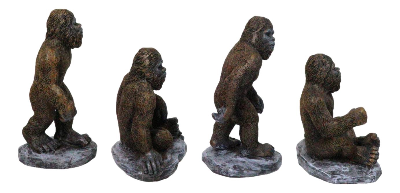 Set of 4 Forest Mythical Creature Sasquatch Big Foot Cryptid Apes Figurines