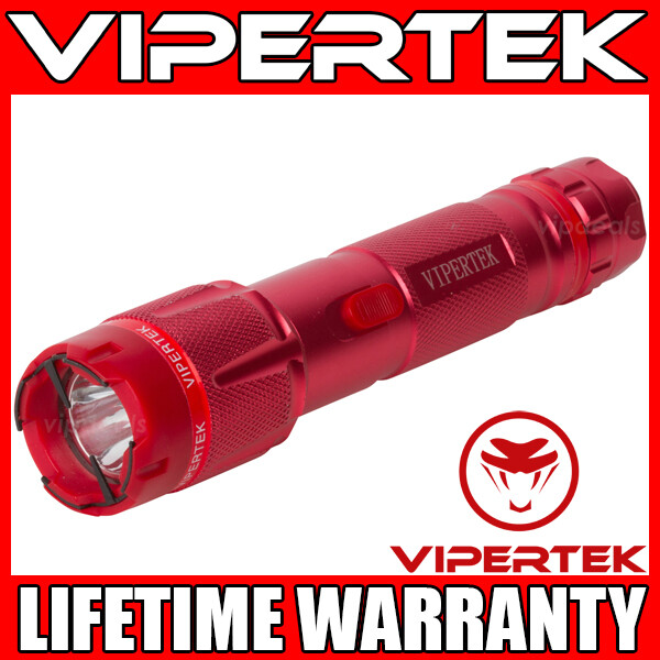 VIPERTEK Stun Gun VTS-T03 RED Metal Rechargeable LED Flashlight