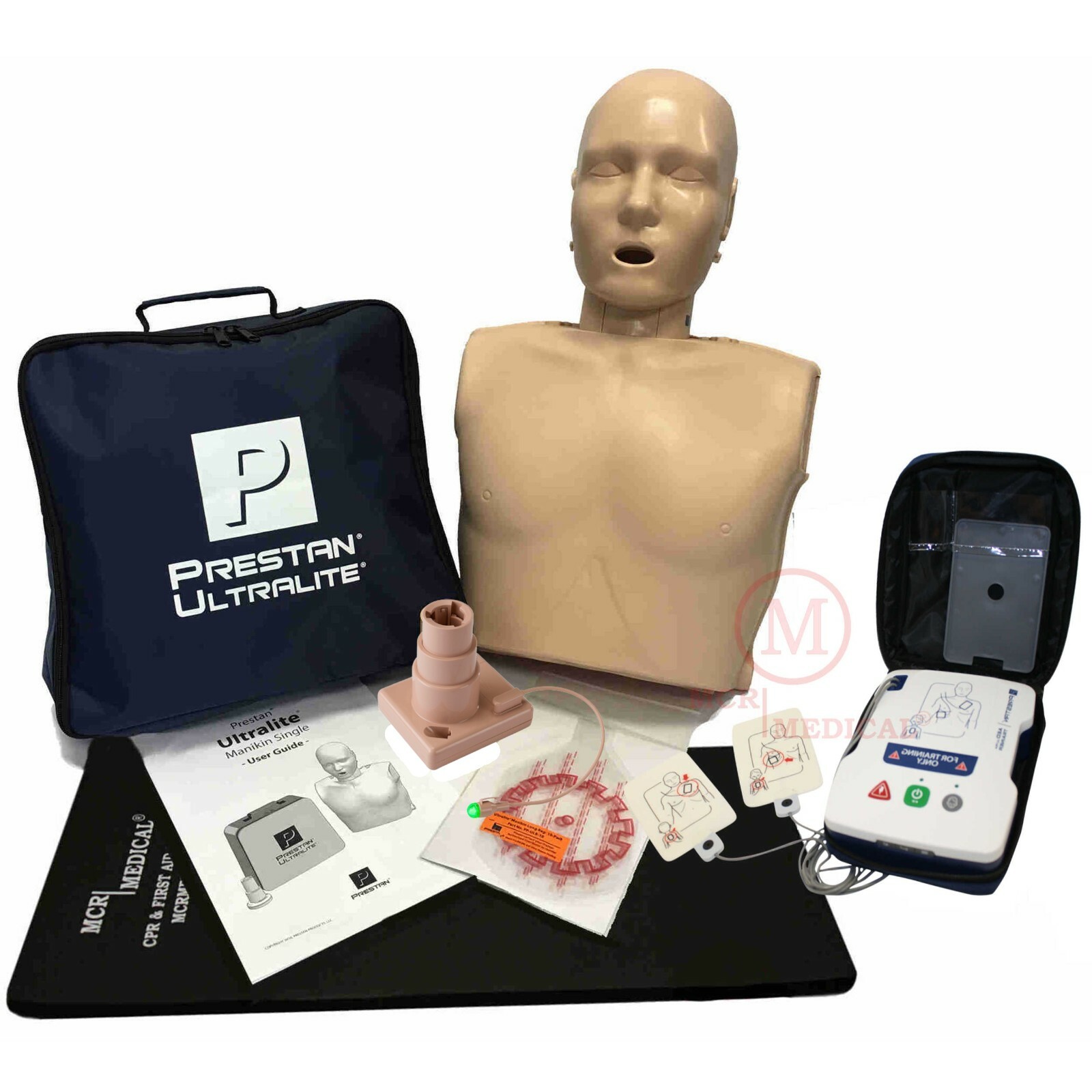 CPR Training Kit w/ Prestan Ultralite Manikin w/ feedback, and AED UltraTrainer