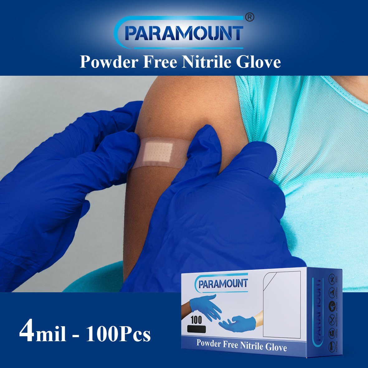 PARAMOUNT® Exam Nitrile Gloves Indigo Blue Powder Free 4mil 1000 PCS