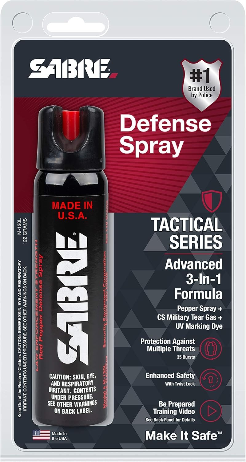 SABRE Magnum 3-in-1 Pepper Spray M-120L - Police Strength Tactical Size 4.36 oz