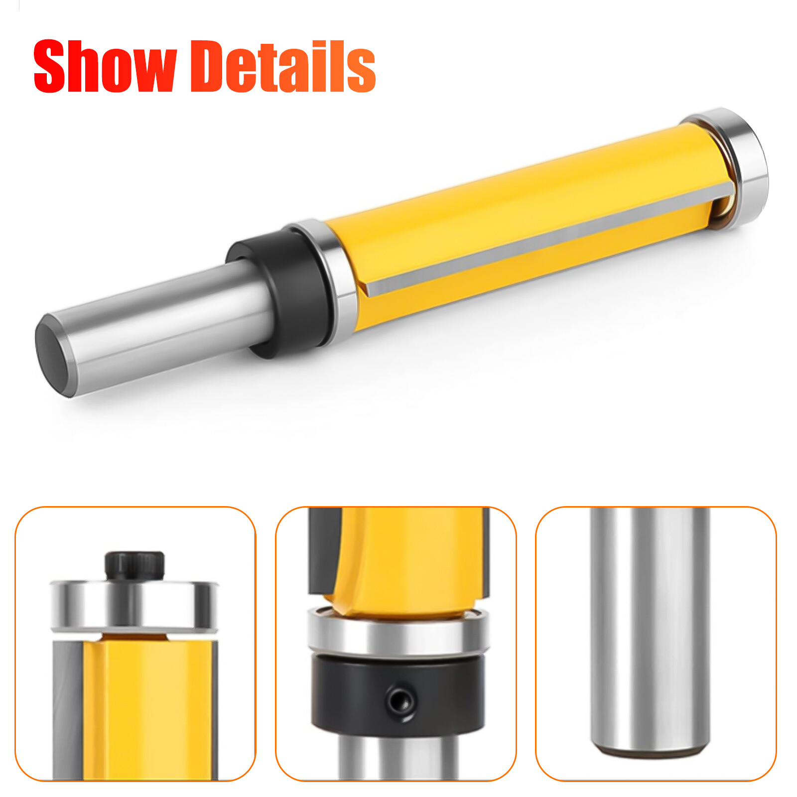 1-1/2" 1/4" Shank Flush Trim Top Bottom Bearing Router Bit Woodworking Tool